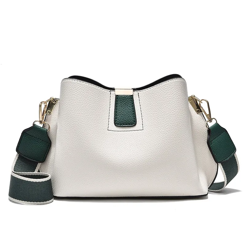 Elegant Small Solid Color PU Leather Women’s Crossbody Bucket Bag With Zipper Clasp Closure