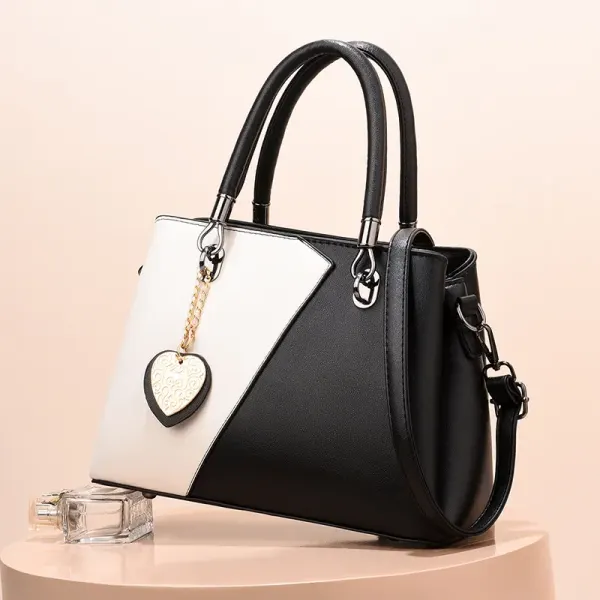 Large Color Block Basic PU Leather Women’s Zipper Closure Shoulder Bag, Stylish Single Shoulder Design