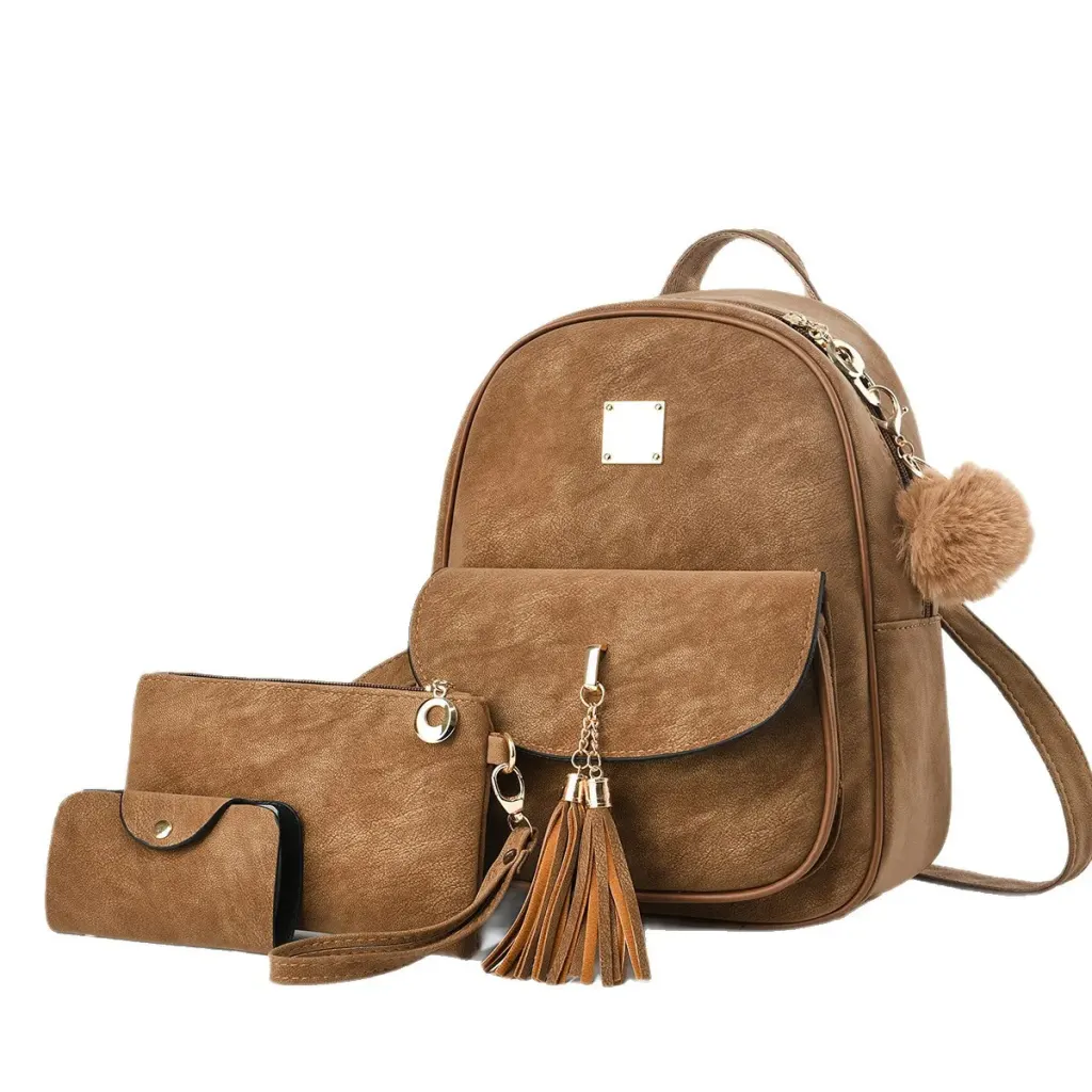 Women's Backpack Water Resistant With PU Material Featuring Stylish Sewing Thread Design