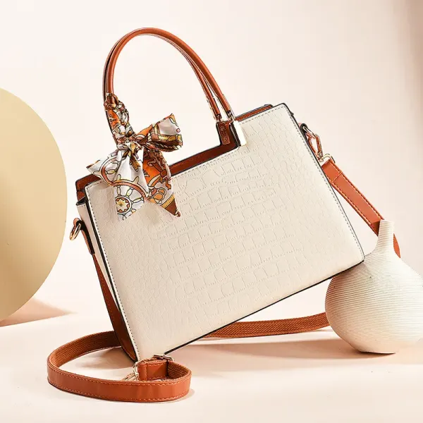 Multicolor Square PU Tote Bag For Women With Single Shoulder Strap