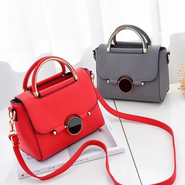 Fashion Solid Color Medium PU Leather Women Crossbody Bag With Flip Cover Closure