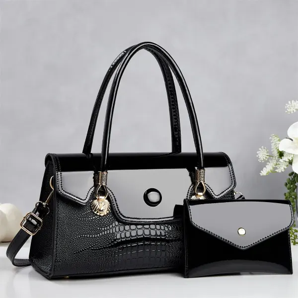 Women’s Crocodile Pattern Square Shoulder Bag In PU Leather With Sewing Thread Detail And Single Shoulder Strap