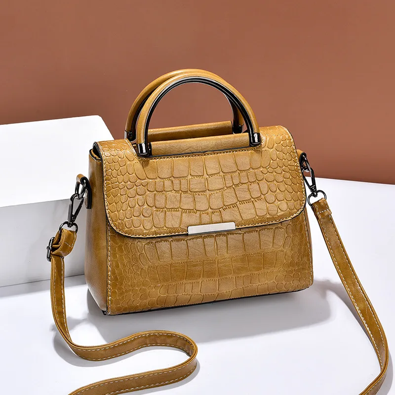 Classic Style Small Solid Color PU Leather Handbag For Women With Flip Cover Closure