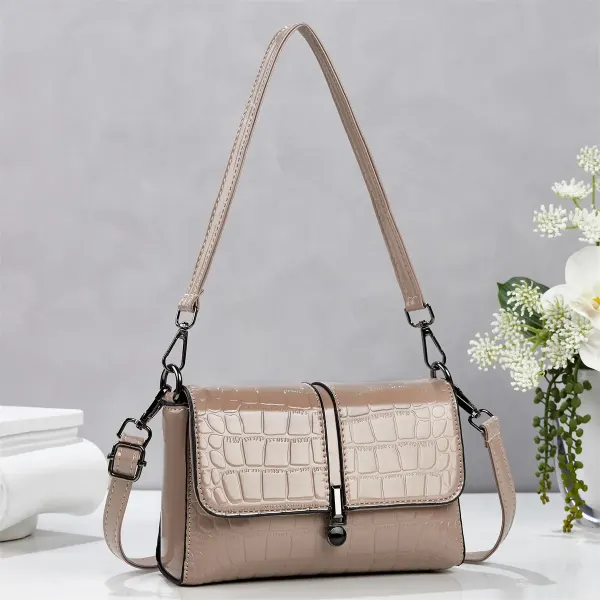 Women’s Crocodile Pattern Square Underarm Bag In PU Leather With Sewing Thread Detail