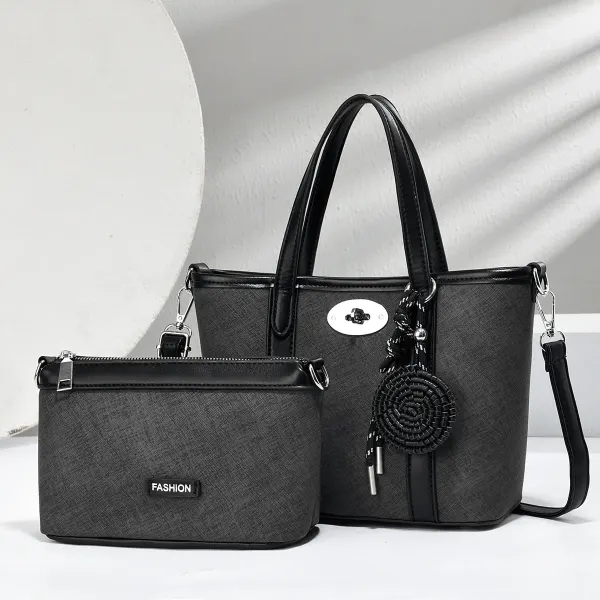 Color Block Square PU Leather Tote Bag For Women With Sewing Thread Detail And Top Handle