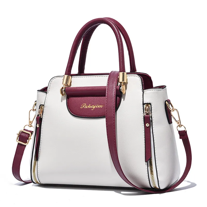 Large Solid Color PU Leather Crossbody Bag For Women With Zipper Closure In Retro European And American Style
