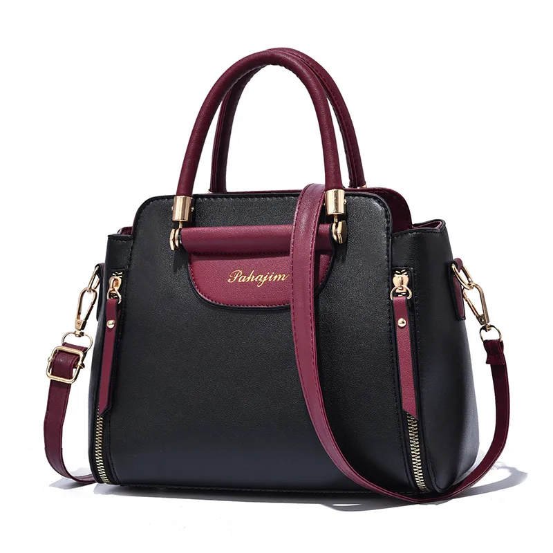 Large Solid Color PU Leather Crossbody Bag For Women With Zipper Closure In Retro European And American Style