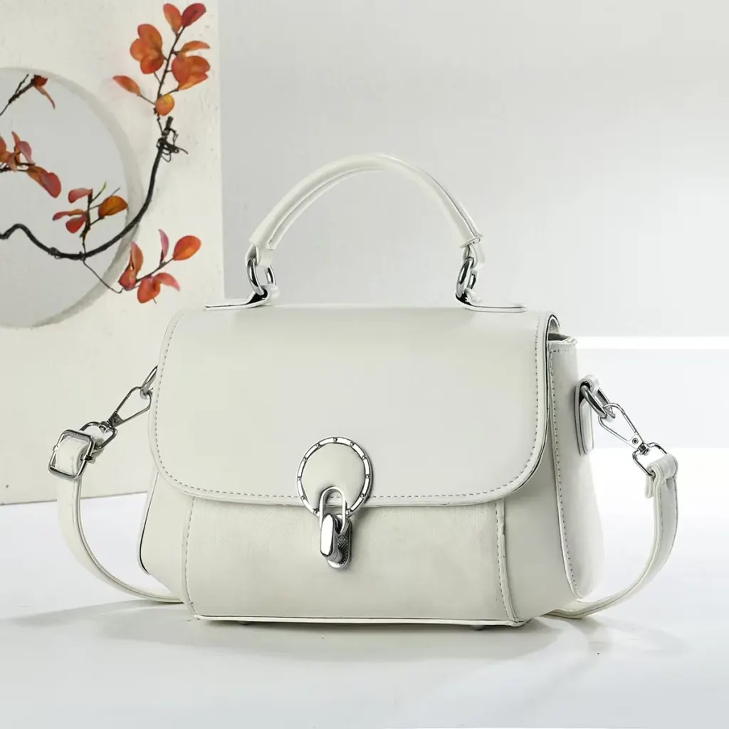 Women’s Square Splicing Shoulder Bag In PU Leather With Sewing Thread Detail And Single Shoulder Strap