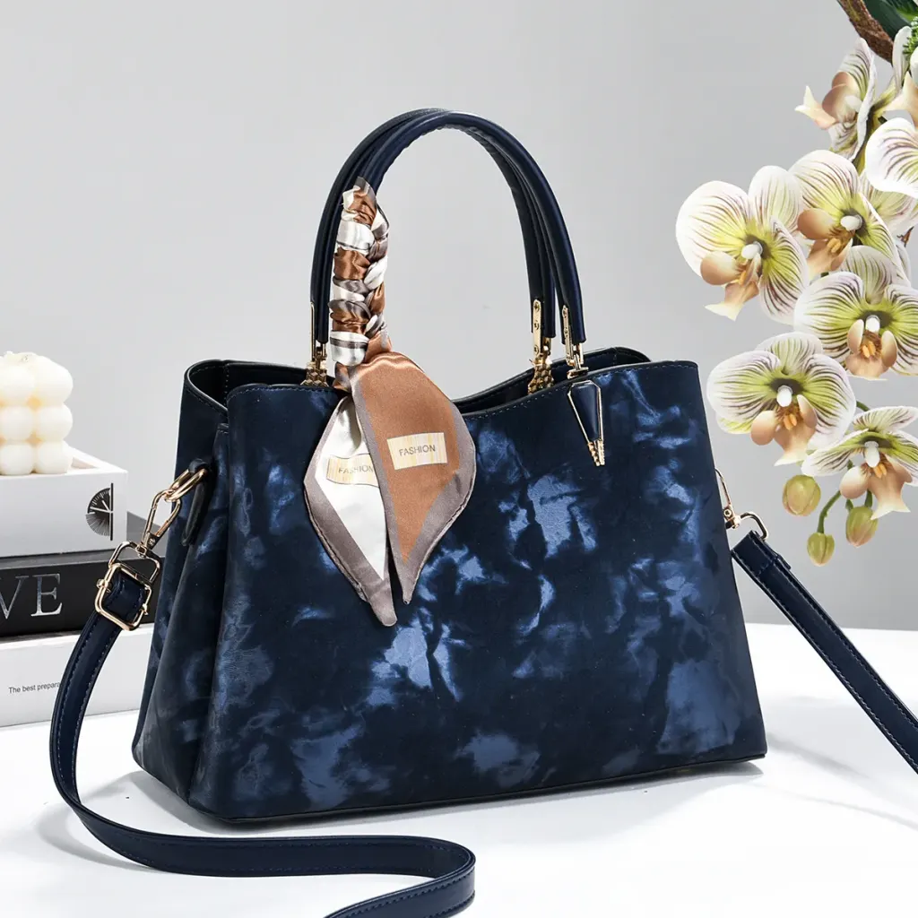 Women’s Square PU Leather Tote Bag With Sewing Thread Detail