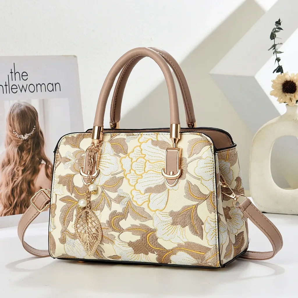Women’s PU Leather Square Shoulder Bag With Sewing Thread Detail, Featuring Single Shoulder Strap And Stylish Printing Pattern