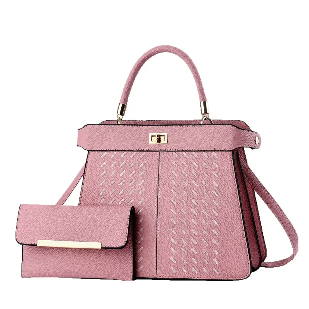 Square PU Leather Handbag For Women With Sewing Thread Detail, Top Handle Style