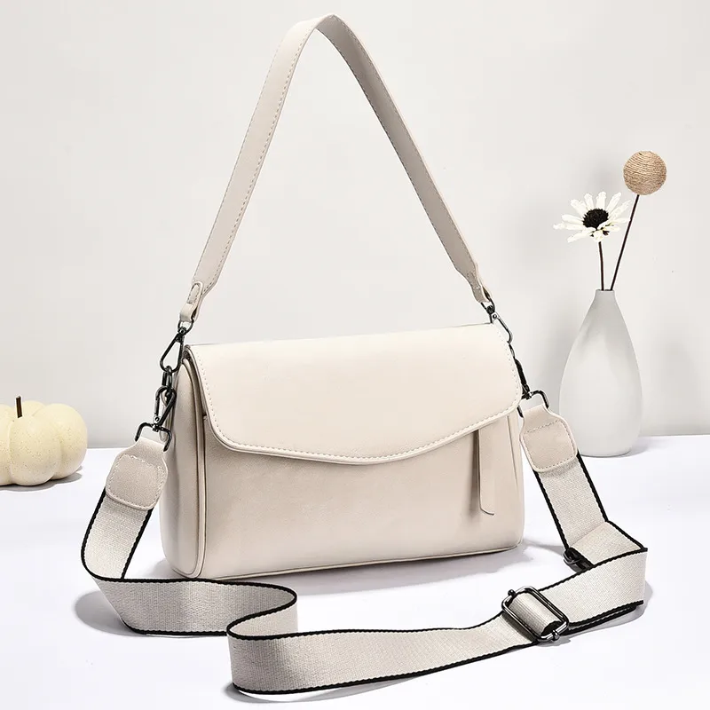 Women’s Square PU Leather Shoulder Bag With Sewing Thread Detail, Single Shoulder Strap