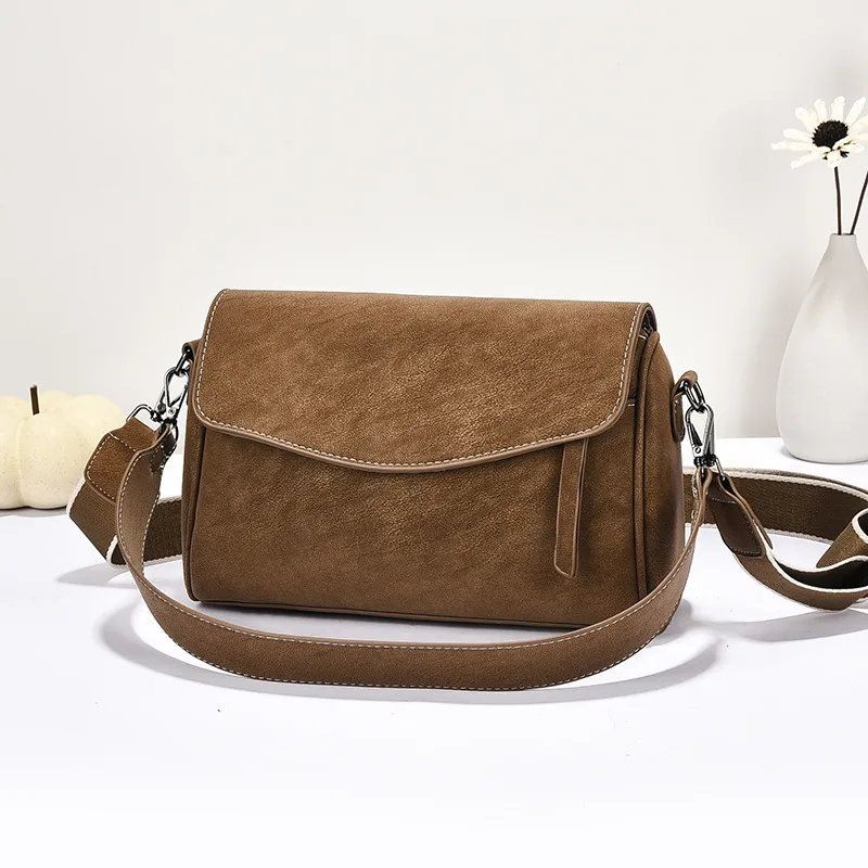 Women’s Square PU Leather Shoulder Bag With Sewing Thread Detail, Single Shoulder Strap