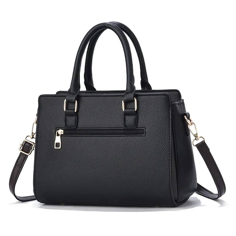 Elegant Large Square PU Tote Bag For Women With Braid Detail And Zipper Closure Featuring Leaves Pattern