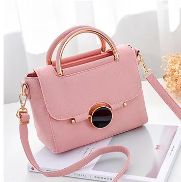 Fashion Solid Color Medium PU Leather Women Crossbody Bag With Flip Cover Closure