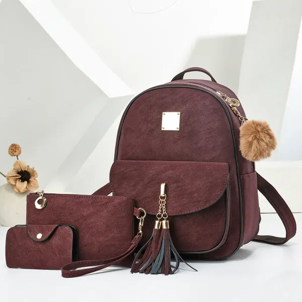 Women's Backpack Water Resistant With PU Material Featuring Stylish Sewing Thread Design