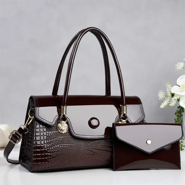 Women’s Crocodile Pattern Square Shoulder Bag In PU Leather With Sewing Thread Detail And Single Shoulder Strap